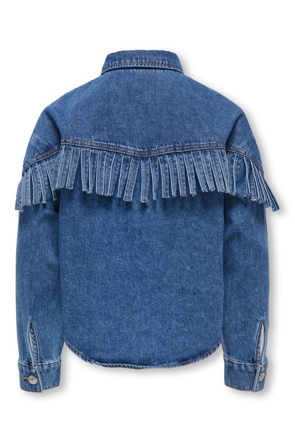 Only Girls Denim shirt with fringes blue