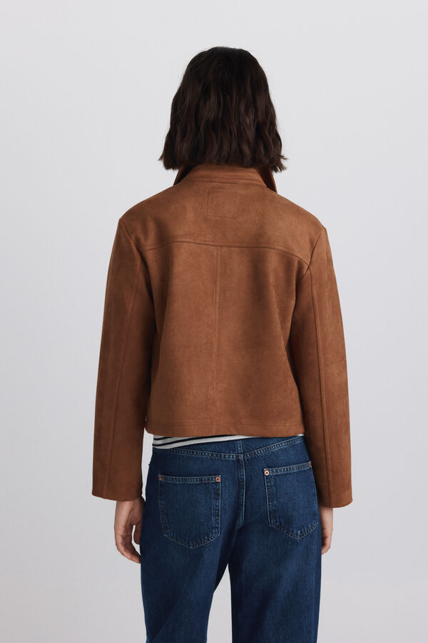 Springfield Faux suede jacket with pockets nude