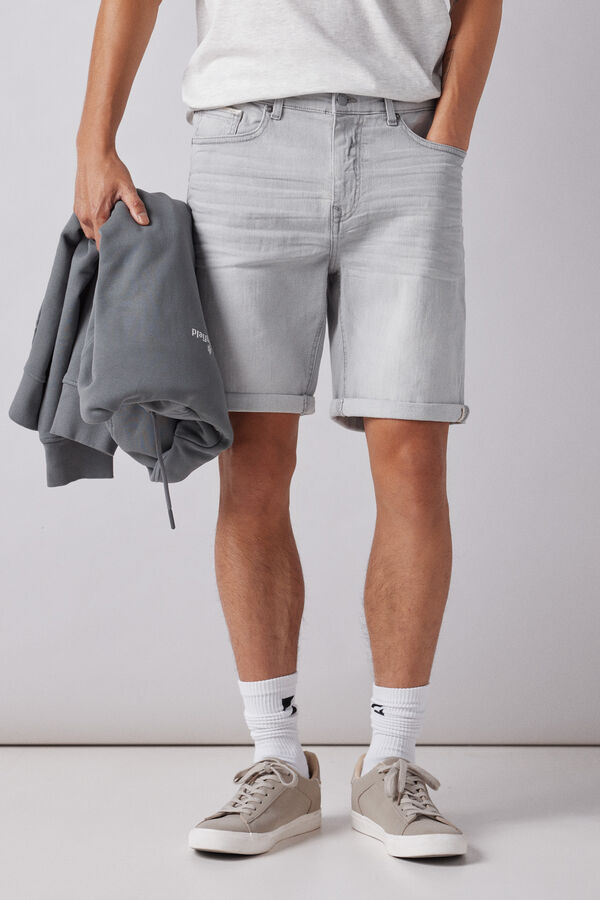 Springfield Slim fit grey denim Bermuda shorts grey