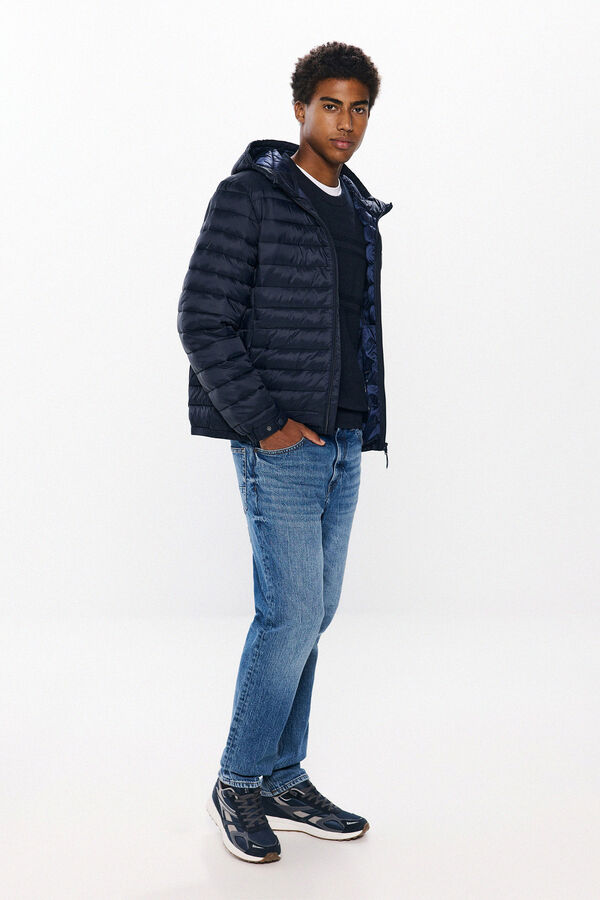 Springfield Quilted hooded jacket navy