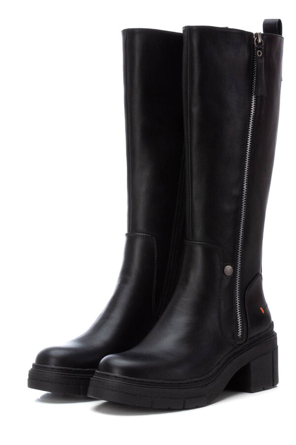 Refresh Botas de couro sint&eacute;tico preto