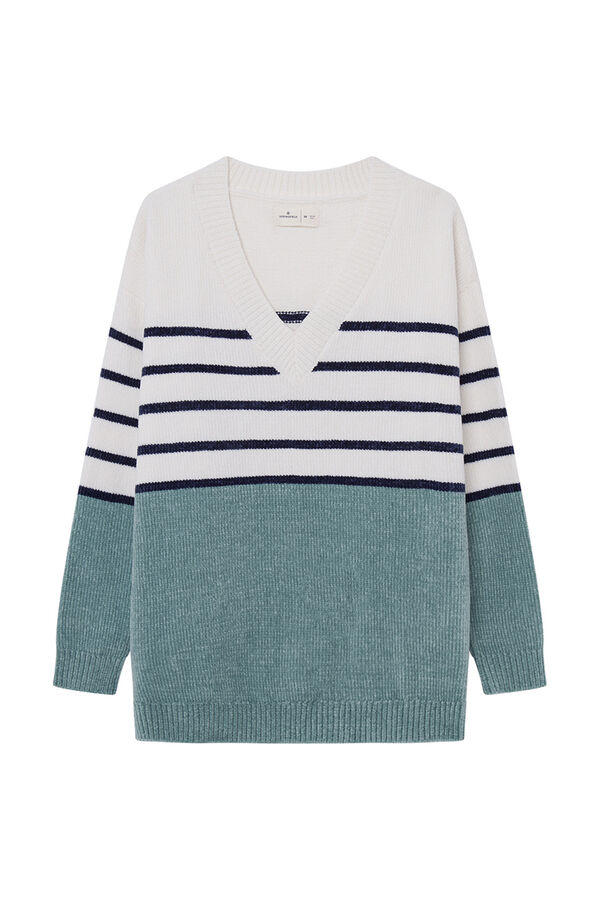 Springfield Chenille jumper with colour block stripes navy mix