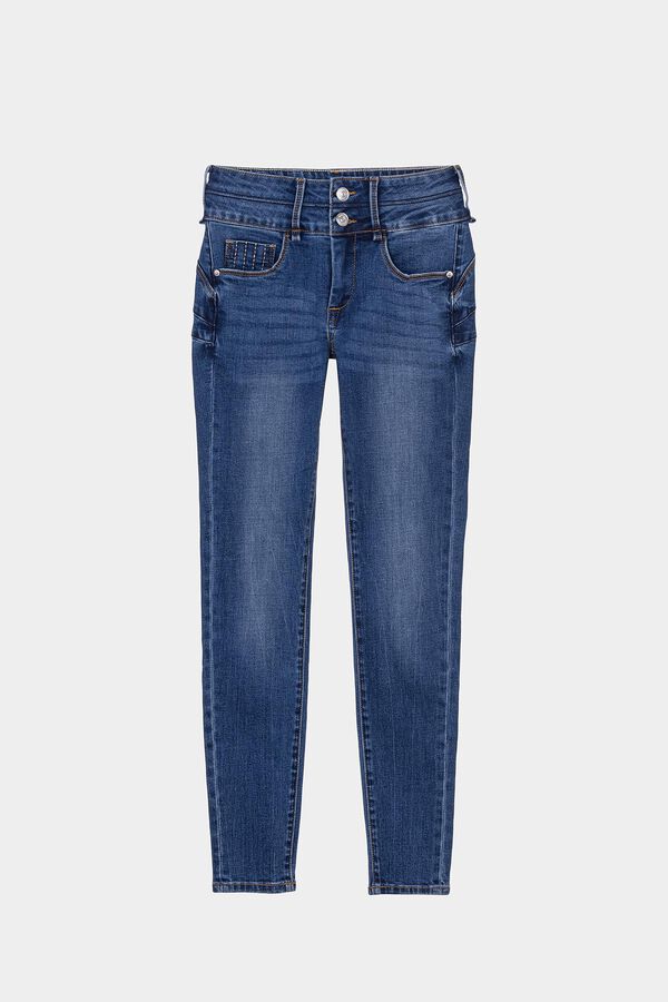 Springfield Jeans Double-up Skinny Efeito Lavado azul aço
