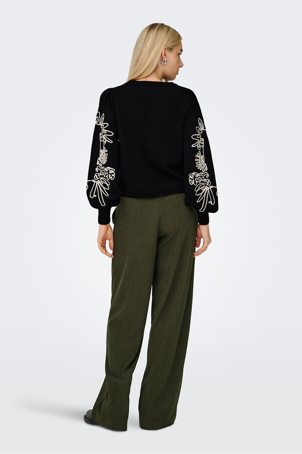 Only Sweatshirt mit gestickten Details Schwarz