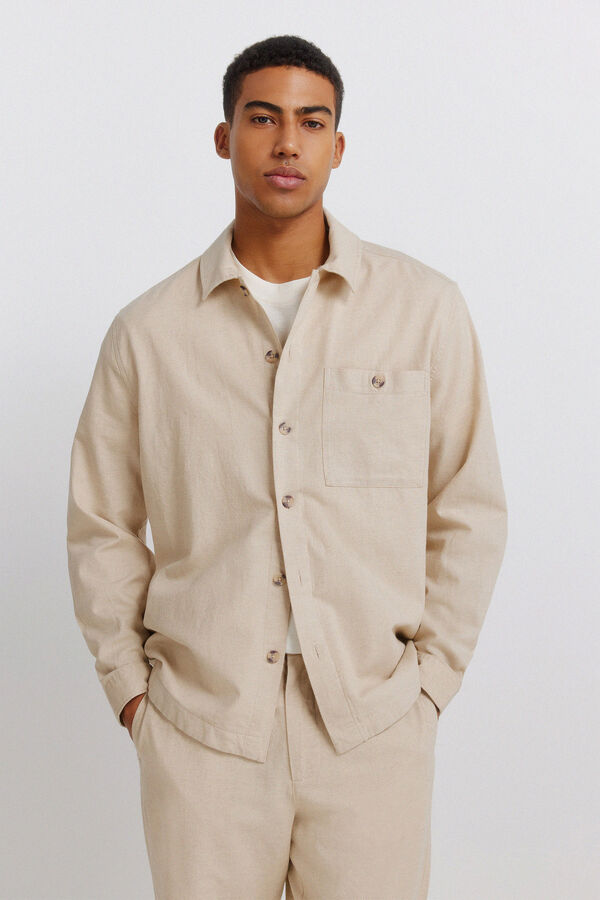 Springfield Linen overshirt with pocket grey