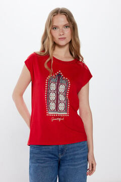 Springfield T-shirt Gráfica Gola Lace cor