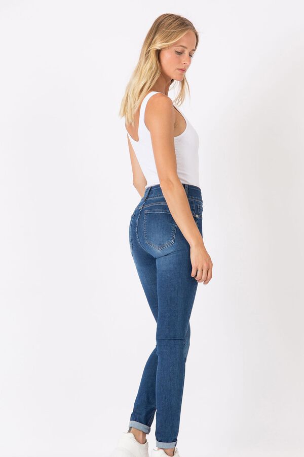 Springfield Skinny Jeans One Size Double Comfort Tiro Alto azul medio