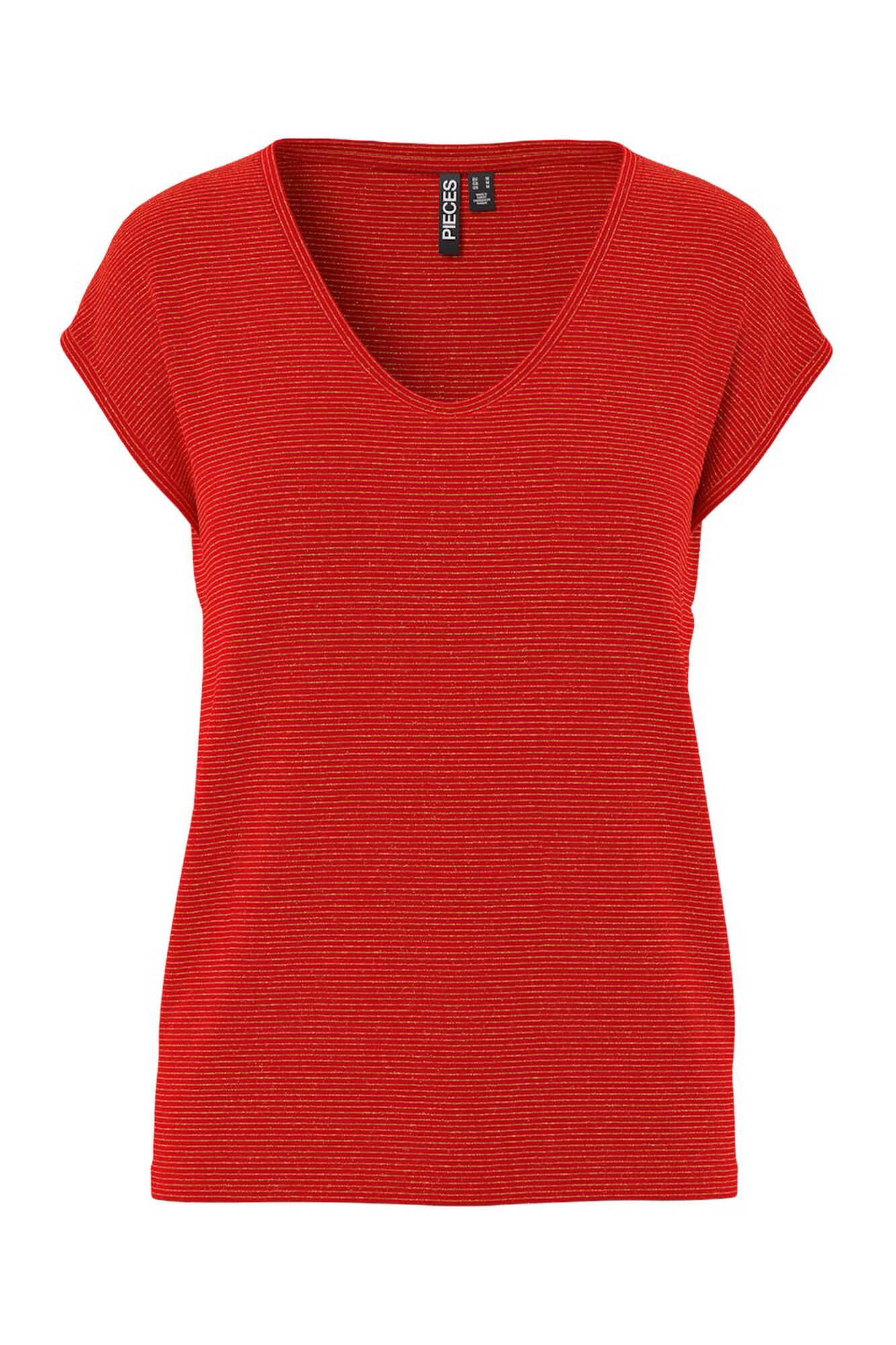 Pieces Lurex-T-Shirt mit V-Ausschnitt