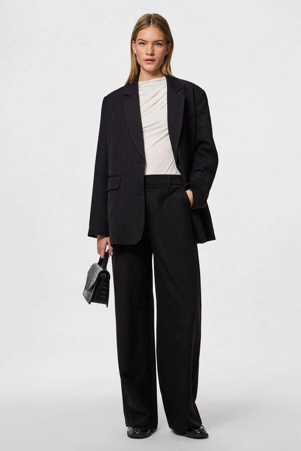 Pieces Wide long trousers black