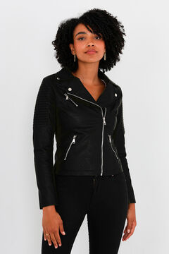 Springfield Zipped faux leather multi-pocket jacket noir