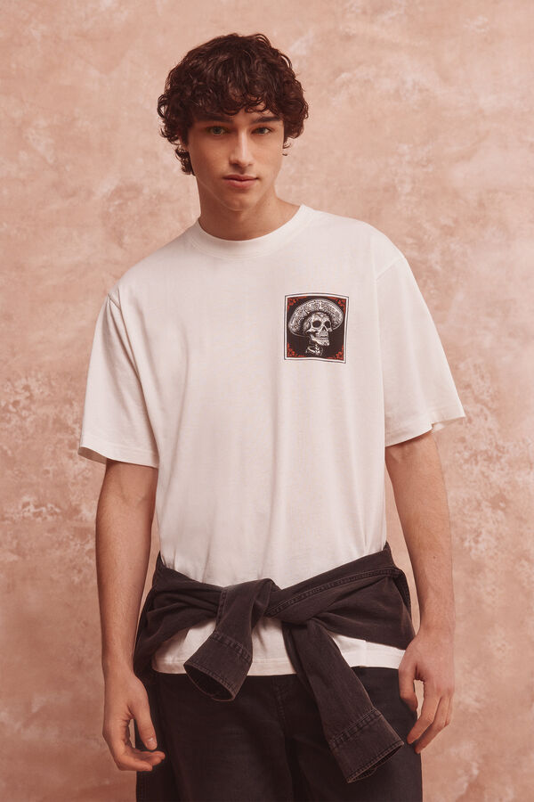 Springfield Skull Mex Hat T- T-shirt beige