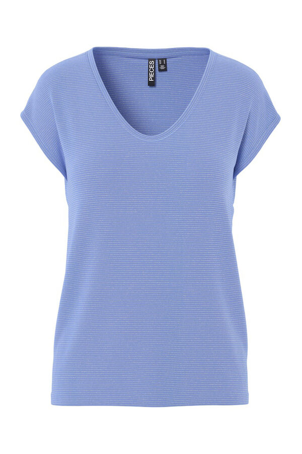 Pieces Lurex V T-shirt blue