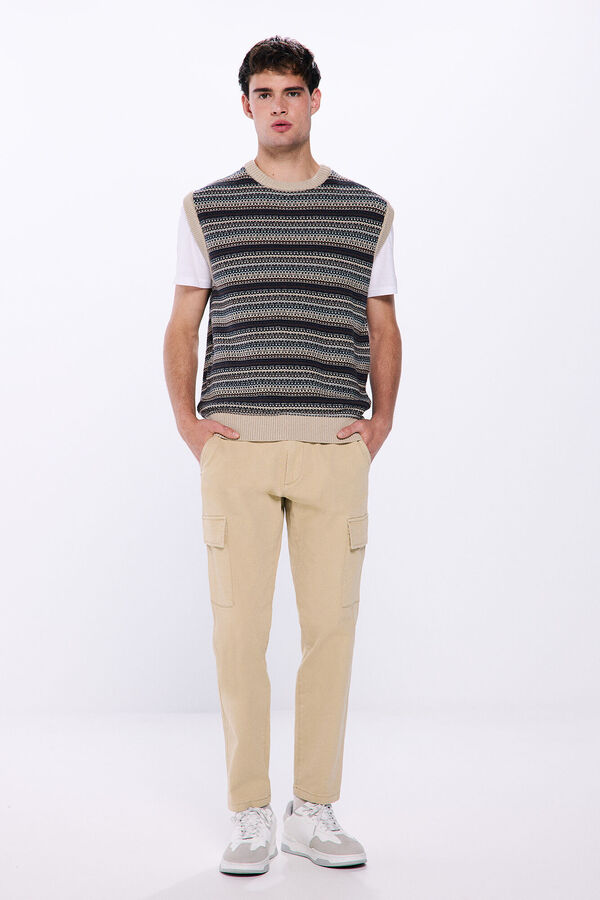 Springfield Two-tone textured jumper brown