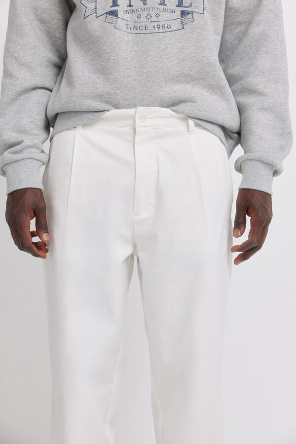 Springfield Relaxed fit straight leg trousers beige