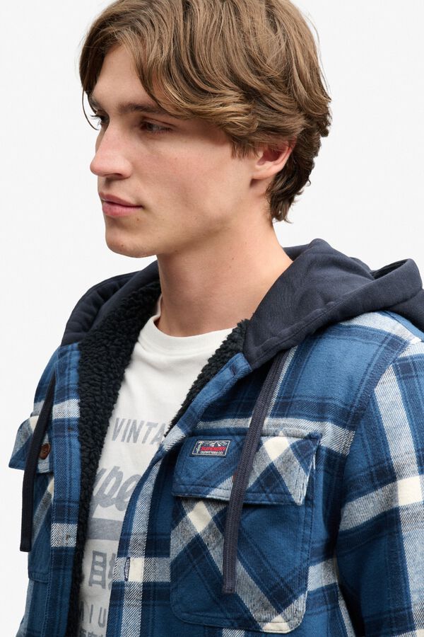 Superdry Plaid hooded overshirt printed