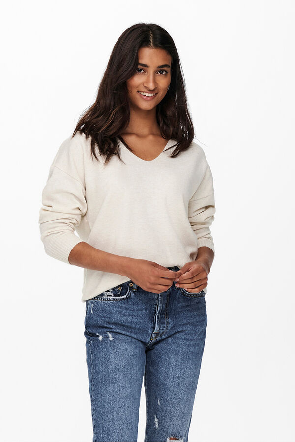 Only Jersey de cuello pico beige