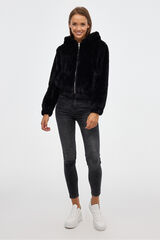 Inside Cazadora Pelo Con Capucha negro