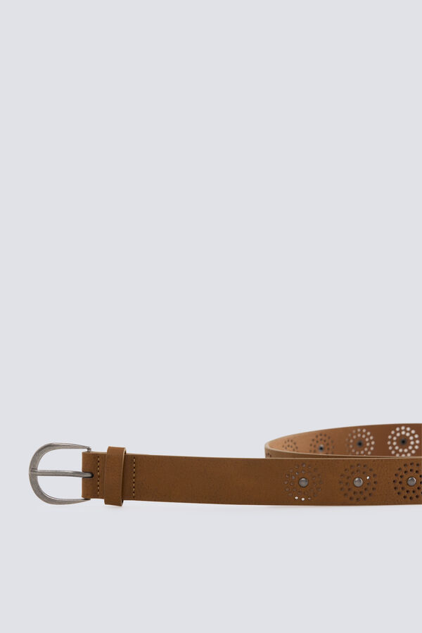 Springfield Brown round studded belt nude