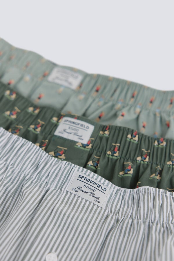 Springfield Retro print 3-pack boxers blue