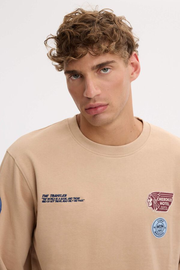 Inside Bedrucktes Rundhals-Sweatshirt Nude