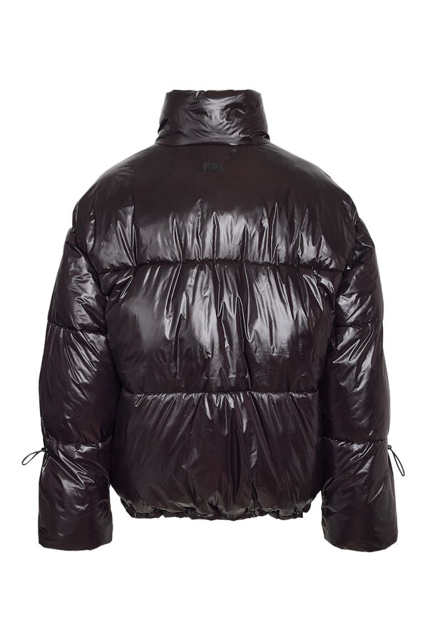 Noisy May metallic quilted coat black