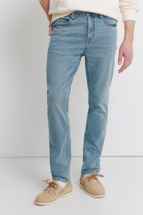 Springfield medium wash overdyed skinny fit jeans blue