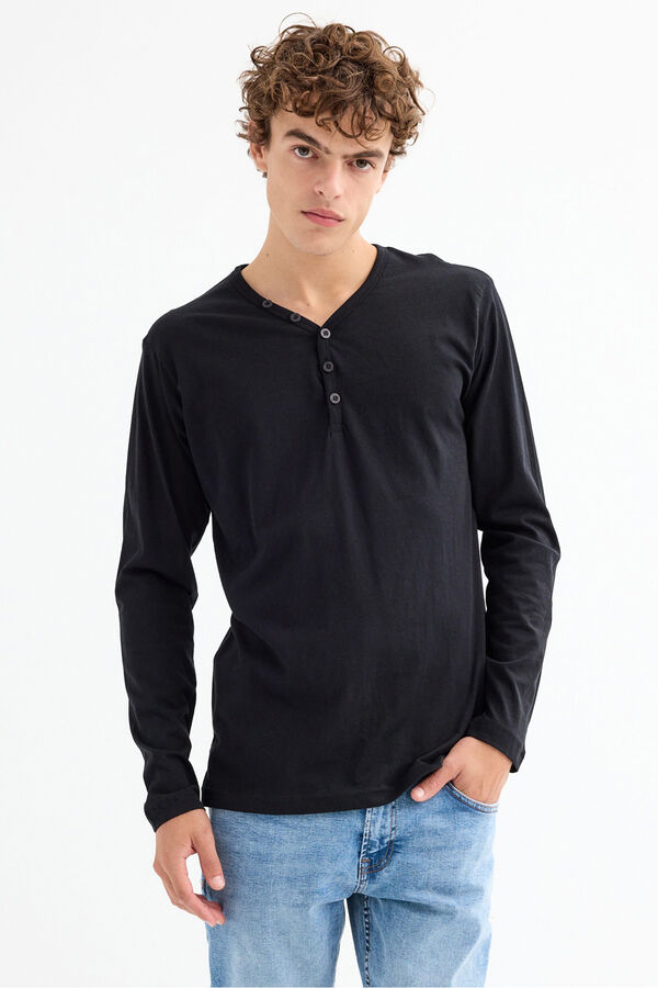 Inside Camiseta Cuello Panadero negro