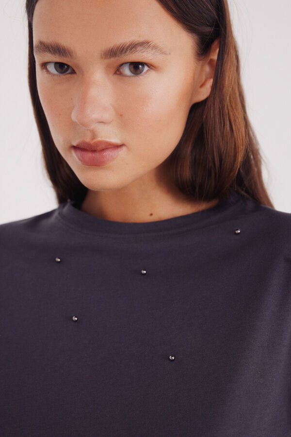 Springfield Majica sa biserima sa prednje strane Crna