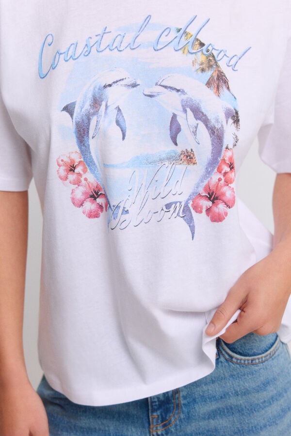 Springfield Printed short sleeve T-shirt white