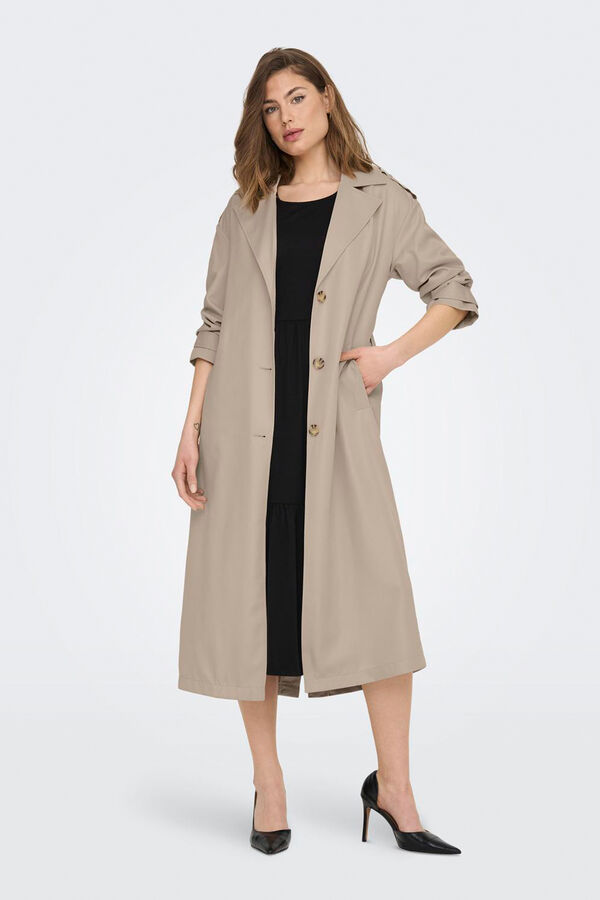 Only Gabardine comprida castanho