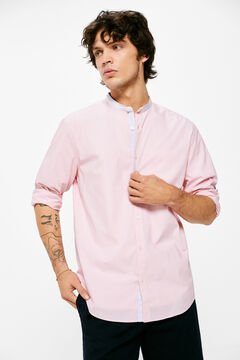 Springfield Micro-striped mandarin collar shirt pink