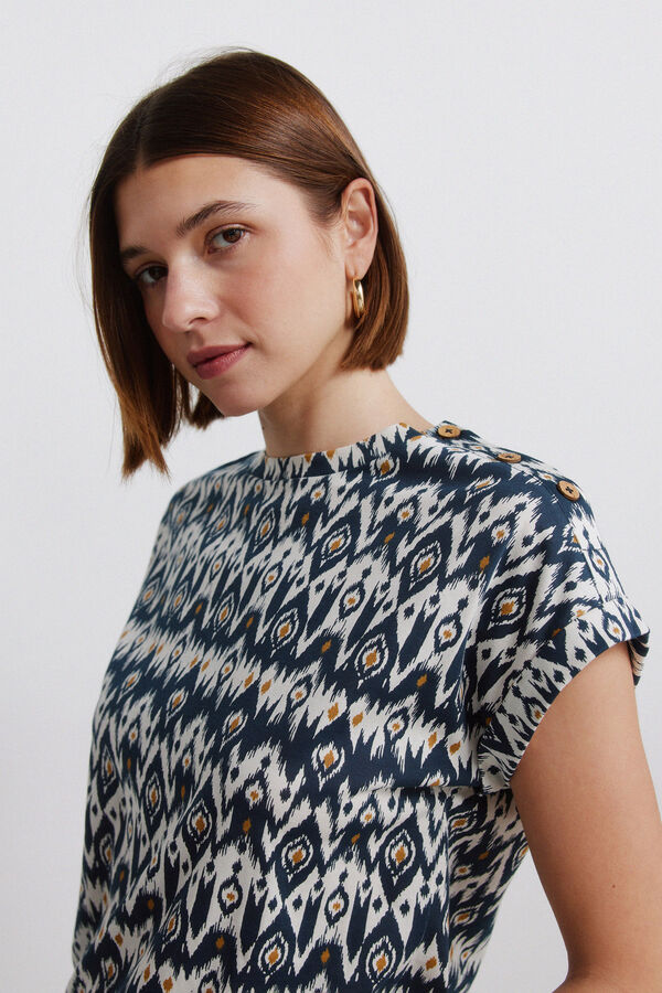 Springfield Printed button T-shirt blue