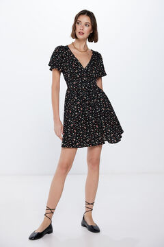 Springfield Short printed dress with lace ocher