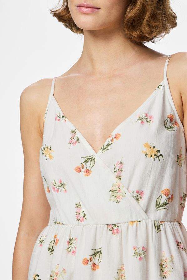 Pieces Vestido largo de tirantes estampado blanco