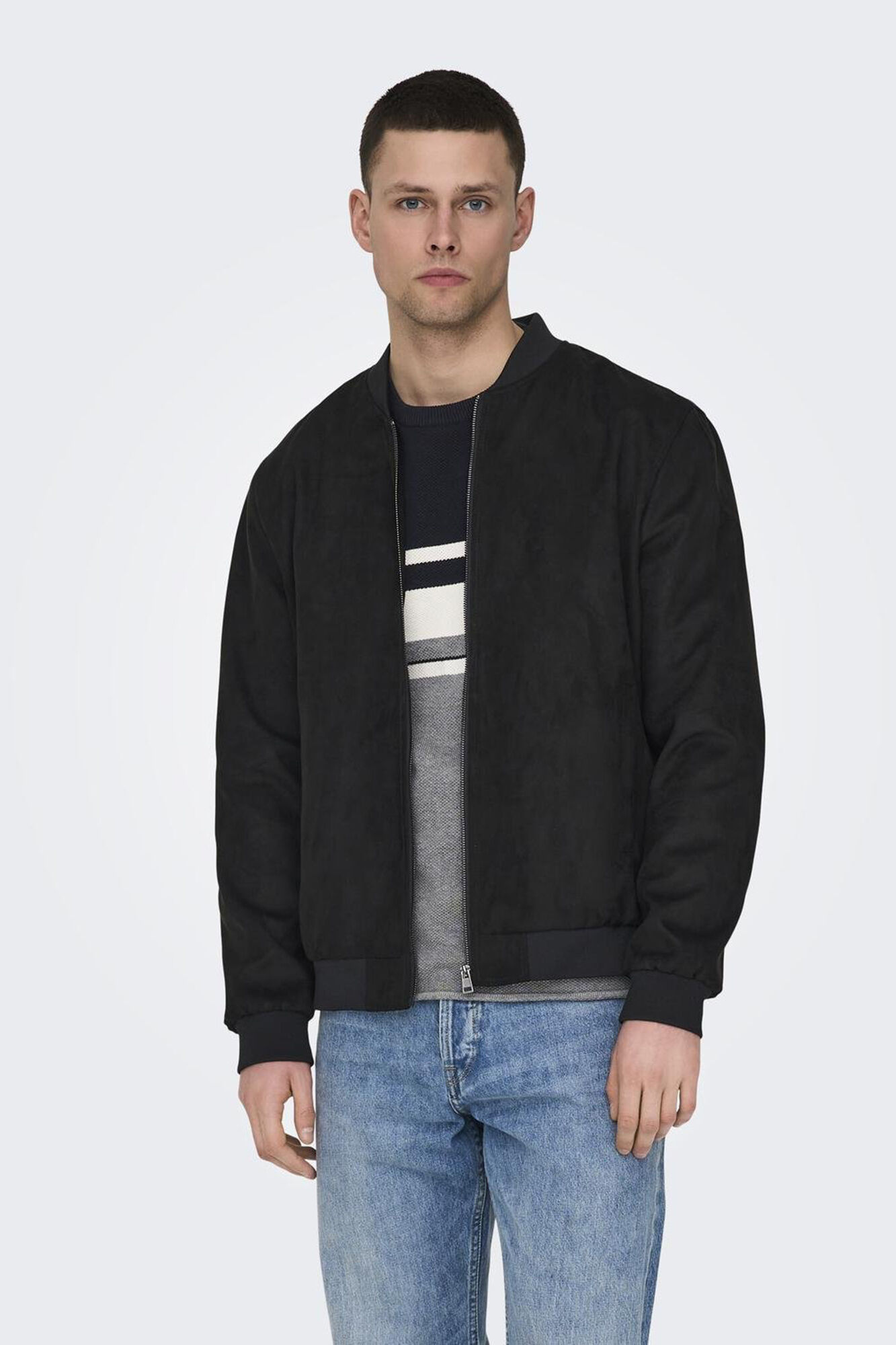Only & Sons Chaqueta de hombre estilo bomber de antelina