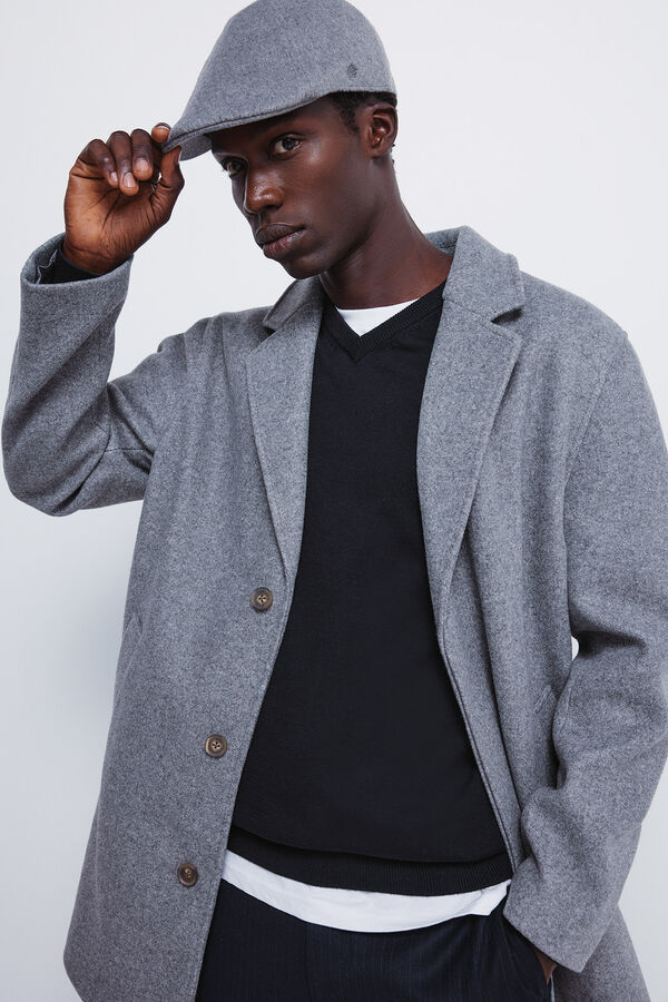 Springfield Gray wool blend flat cap grey