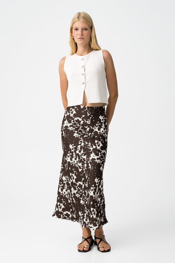 Tiffosi Falda Midi Satinada marr&oacute;n