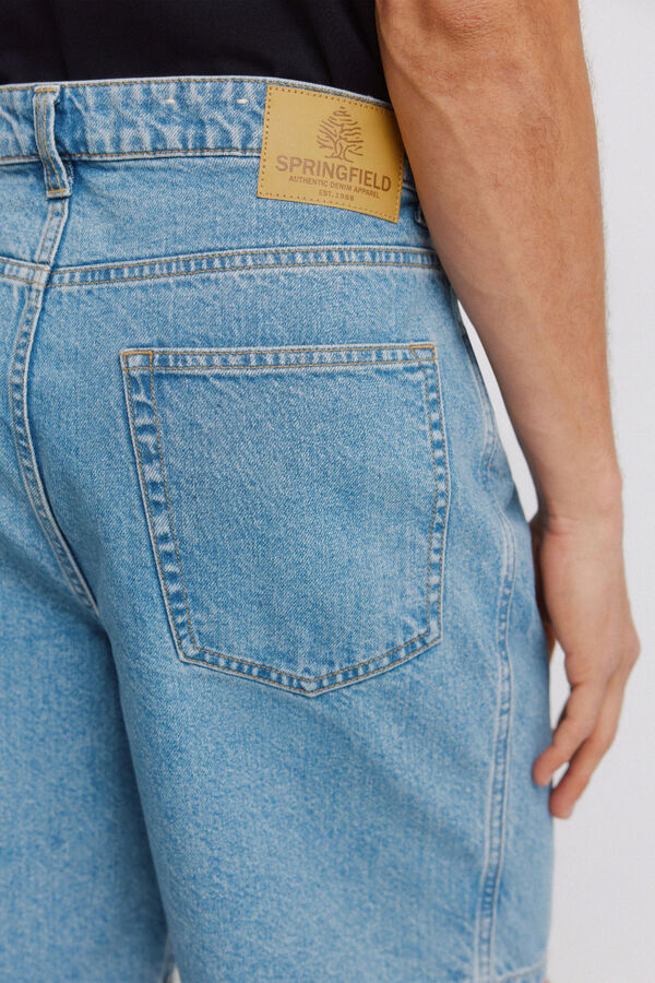 Springfield Bermudas jeans straight fit azul