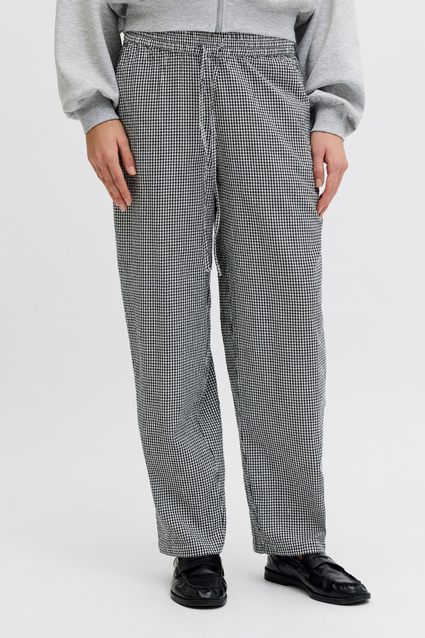 Jack & Jones Pantal&oacute;n seersucker algod&oacute;n negro