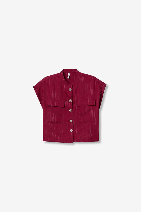 Tiffosi Camisa relaxed corta burdeos