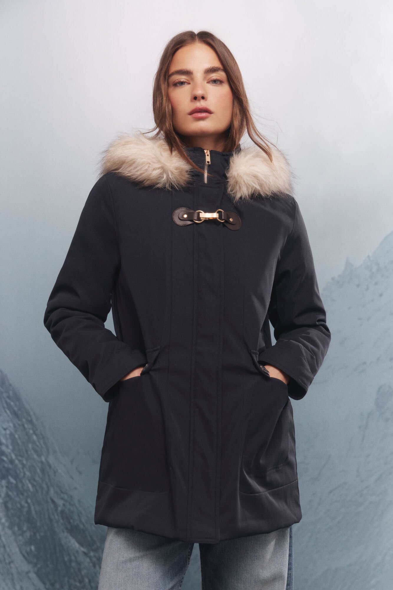 Springfield Parka &agrave; capuche zipp&eacute;e en m&eacute;tal Sorona Aura