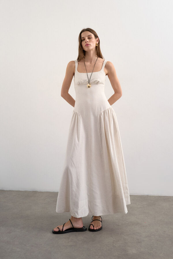 Topshop Long strap dress beige