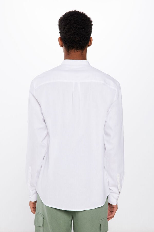Springfield Textured shirt with Mandarin collar white