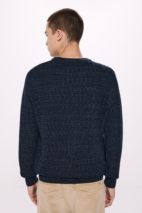 Springfield Strukturierter Strickpullover Dunkelblau