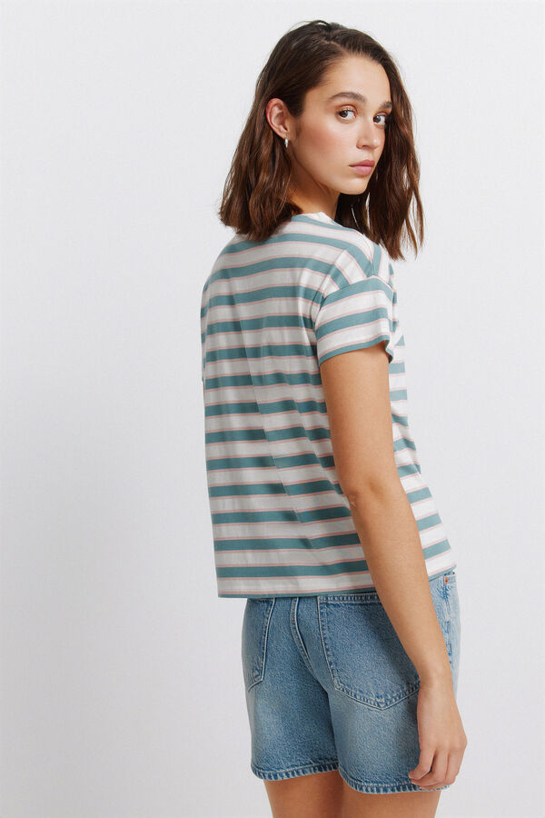 Springfield Striped double cotton T-shirt printed