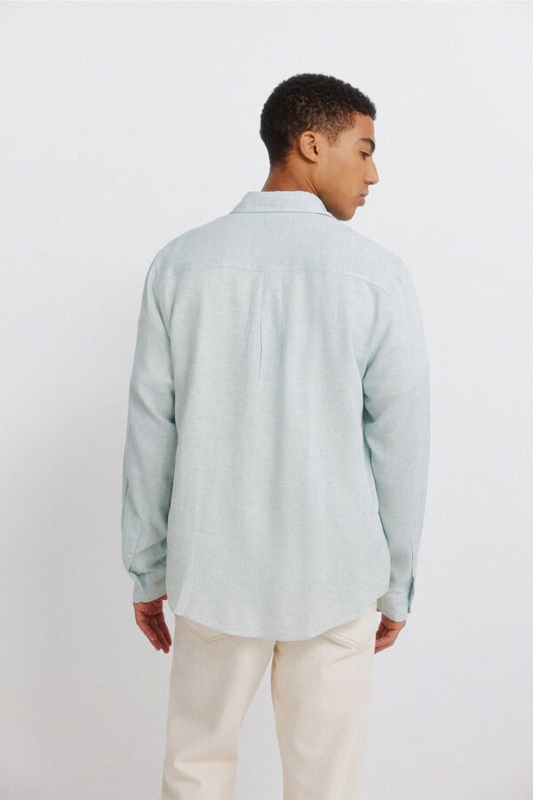 Springfield Linen viscose pockets T-shirt green