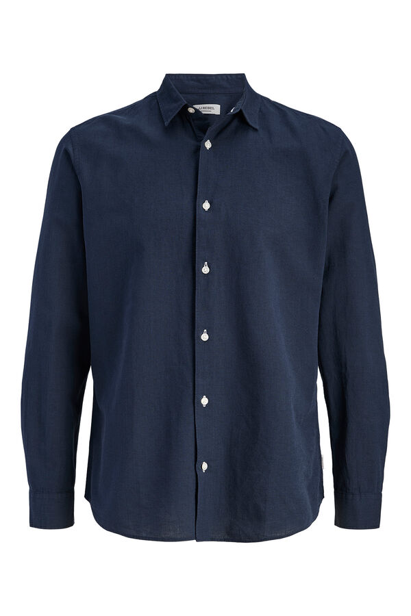 JJ REBEL Camisa regular fit lino azul