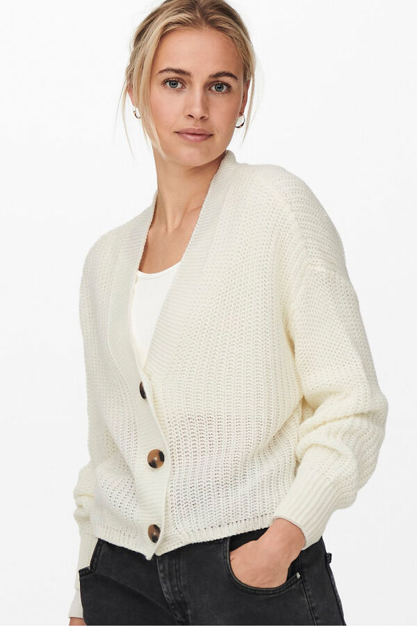 Only Cardigan button fastening white