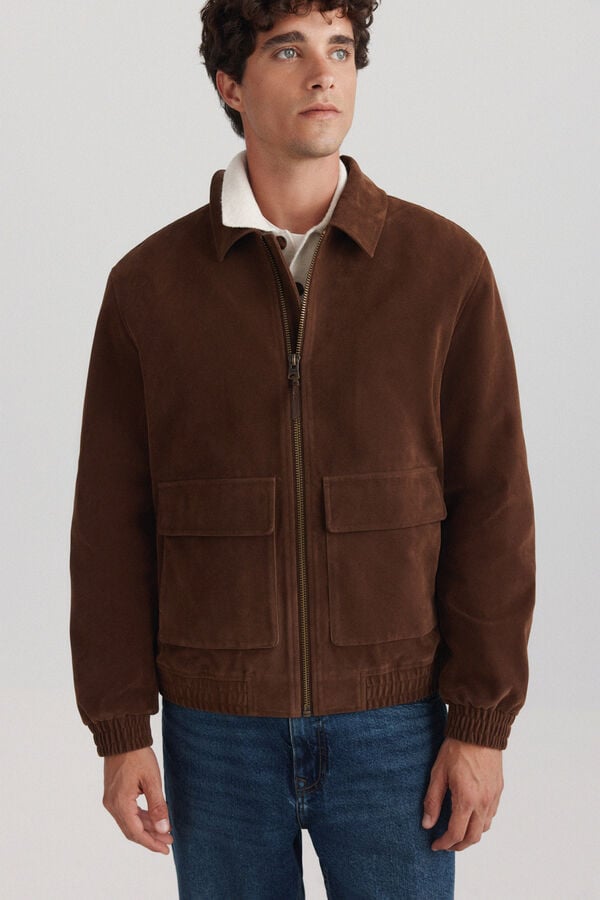 Springfield Faux leather jacket nude