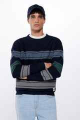 Springfield Prugasti džemper u boji mornarskoplava